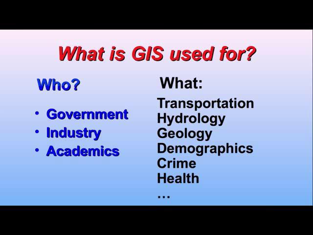 (Refer Slide Time: 32:12) And the GIS who can use GIS, in government industry academics, even private people can use GIS, and what basically now the questions or which areas where GIS can be used,