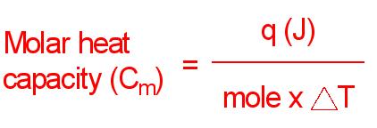 Calorimetry and Heat Capacity Molar Heat Capacity (C m ): The amount of heat necessary to raise