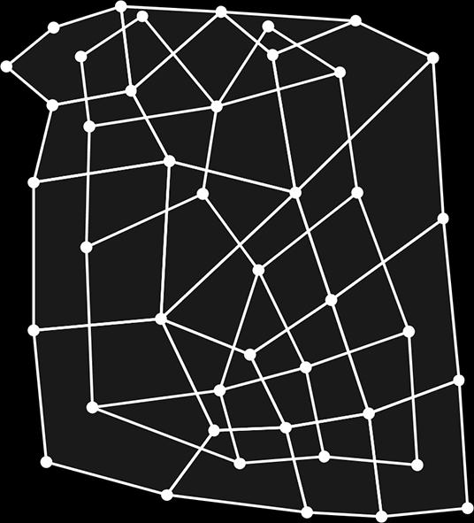 Iz opisa je vidljivo da ovdje u paru promatramo planaran graf i njemu dualan graf, do na ignoriranje vanjske strane: Predložak sa ćelijama prikazan na slici 2.