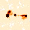 137 B.45 SDSS J133253.27+020045.6 Figure B.45: The 3 x 3 radio image (top) of SDSS J133253.27+020045.6 shows a bright core and two bright asymmetric lobes. This object has a FR II morphology.