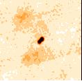 141 B.49 SDSS J141613.36+021907.8 Figure B.49: The 3.5 x 3.5 radio image (top) of SDSS J141613.36+021907.8 shows a bright core, possibly a double unresolved source and two faint lobes.