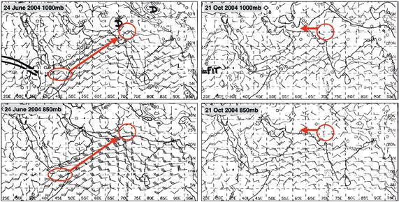22 WEATHER AND DESERT LOCUSTS Météo-France Figure 12. Use of synoptic charts showing wind direction and speed.