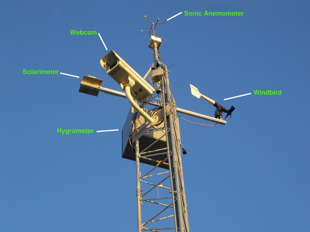 Page 9 Figure 4: Final main weather instrumentation tower configuration. 5. Computer (22 lbs = 10 kg, probably located near base) The approximate cost for this tower was $1300, excluding installation.
