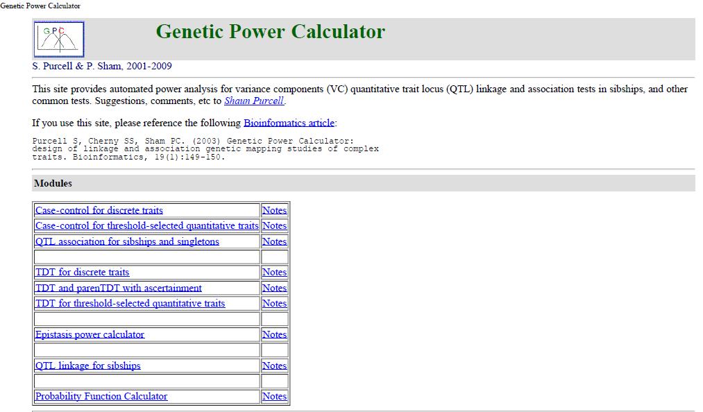 Genetic Power Calculator (PGC)