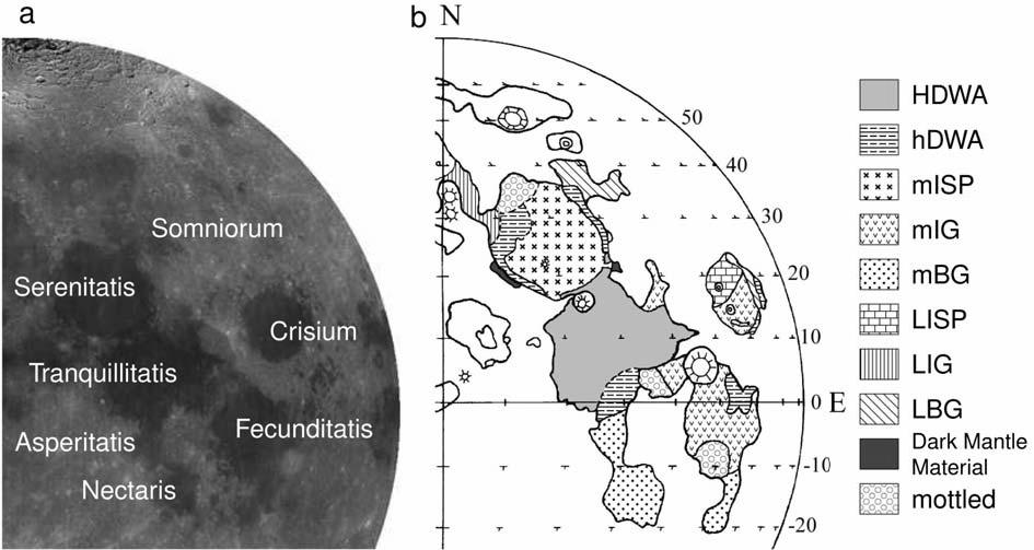 1462 S. Kodama and Y. Yamaguchi Fecunditatis, Mare Serenitatis, Lacus Somniorum, Mare Crisium, Mare Nectaris, and Sinus Asperitatis. The locations and profiles of the mare basins are shown in Fig.