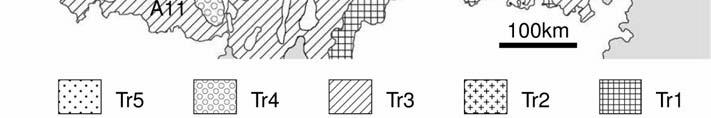 The + symbol in black provides the position of a small crater in the Tr3 unit, the spectrum of which is shown in Fig. 15; b) geologic map of Mare Tranquillitatis.