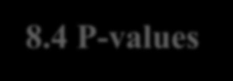 8.4 P-values The P-value (or observed significance level) is the smallest level of significance at which H would be rejected when a secified test rocedure is used on a given data set.