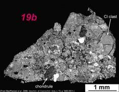 3 of 6 Carbonaceous chondrite, CR group = with chondrules and a phyllosilicate- and magnetite-rich matrix Carbonaceous chondrite, CM group = with chondrules and a phyllosilicate-rich but