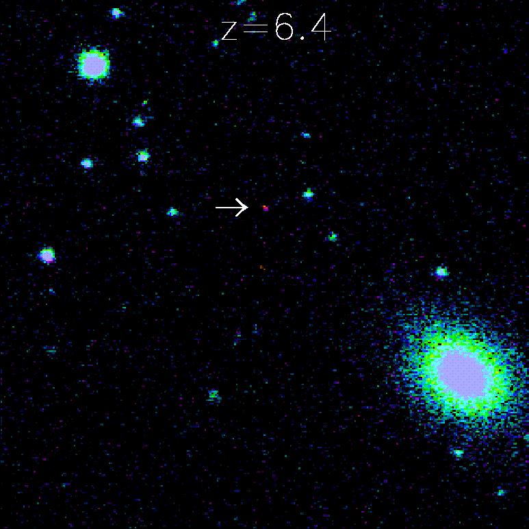 The Furthest Known Object Although there are now sources that may beat it, this galaxy is at z=6.4! That means only 800 Myrs after the Big Bang!