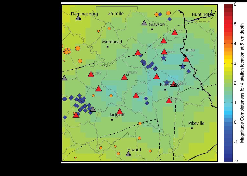 Monitoring Microseismicity in Eastern Kentucky: Magnitude Threshold M < 1 in