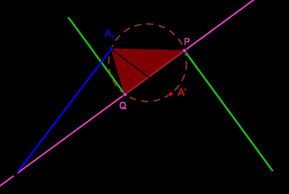 POGLAVLJE 2. TEOREM O FEUERBACHOVOJ TOČKI 15 Slika 2.4: Lema 2.5 Sljedeći teorem povezuje dokazane tvrdnje i kružnicu devet točaka promatranog trokuta ABC.