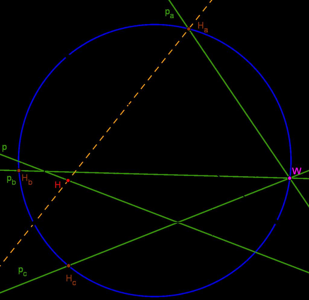 POGLAVLJE 3. SVOJSTVA FEUERBACHOVE TOČKE 27 Slika 3.2: Teorem 3.1 b) Tada vrijedi: AH c B = AHB = BHA. (3.