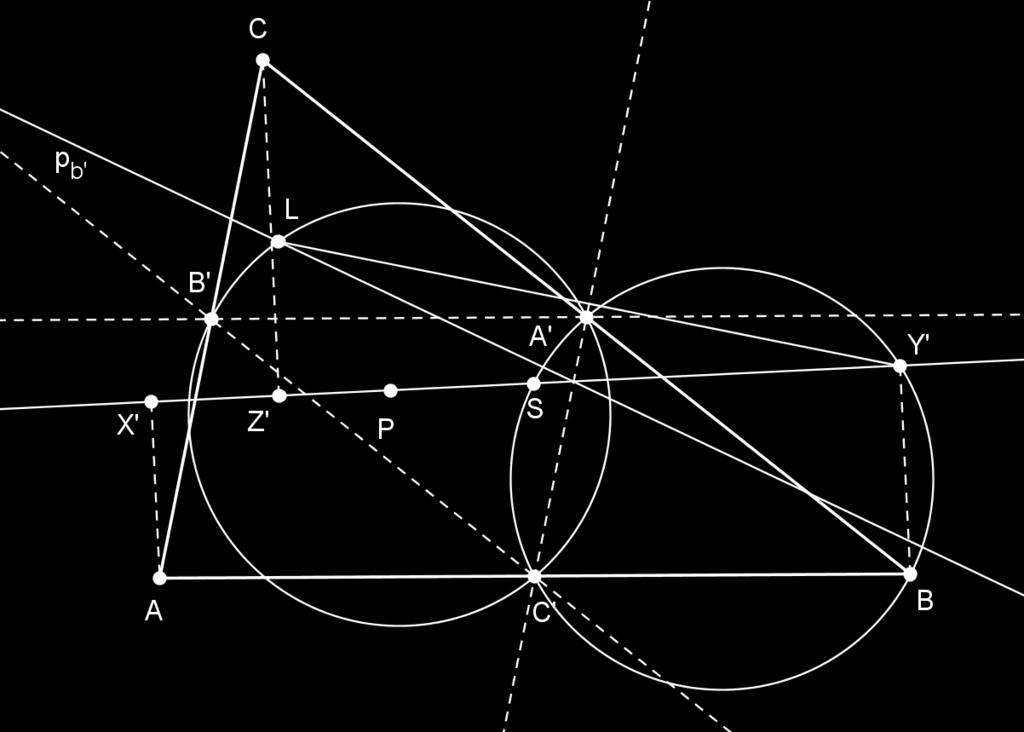 Prema tome i njihove opisane kružnice su sukladne. Štoviše, uočimo da su te kružnice medusobno simetrične s obzirom pravac A C.