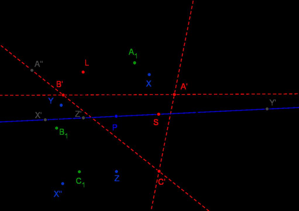 POGLAVLJE 4. GENERALIZACIJA FEUERBACHOVE TOČKE 62 Slika 4.4: Teorem 4.5 a) Budući da je AX BC i PX BC, imamo AX P = 90. Stoga točka X leži na kružnici promjera AP.