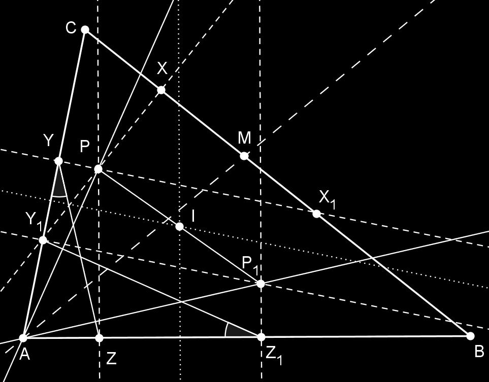 10 Zbog definicije nožišnog trokuta je PYA = PZA = 90 pa točke Y i Z leže na kružnici promjera PA. Zato je PYZ = PAZ. Analogno je Y 1 Z 1 P 1 = Y 1 AP 1.