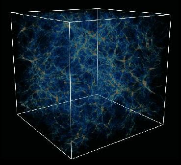 Dark Matter (false color representation) Computer simulations show that from the tiniest wrinkles of quantum uncertainty in the Big