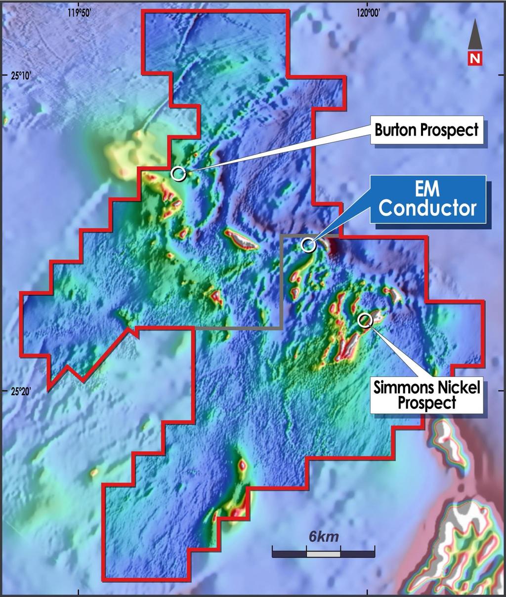 Figure 1: Indicative location of the reported bedrock conductor and coincident nickel-copper-pge soil anomaly at