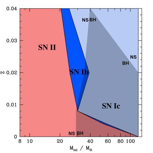 metallicity Mass of progenitor star Low metal progenitors form BHs by
