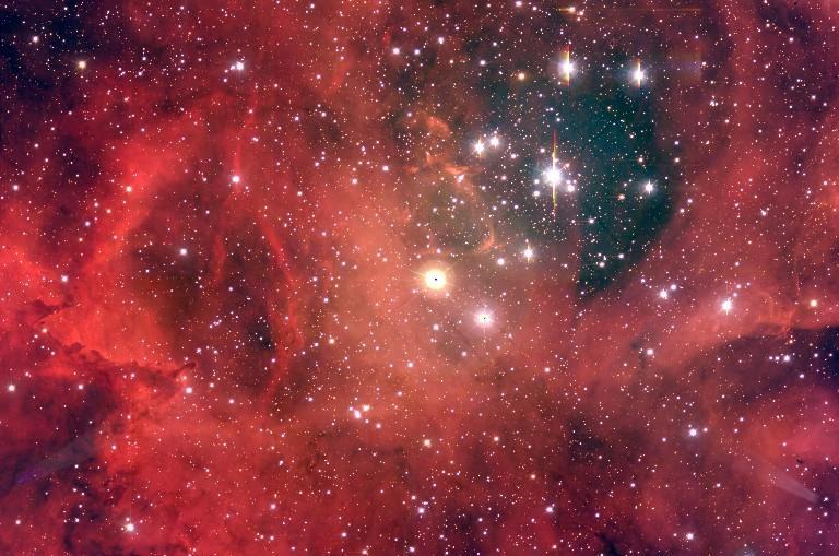 Stellar-Mass Black Hole Nursery A dozen hot massive stars