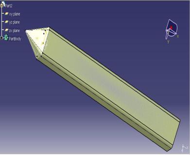 1(c) hexagonal missile First, a 3d missile model without fin was created in CATIA with the dimensions as shown in the fig.2.1.the non dimensional length of the missile is 36.