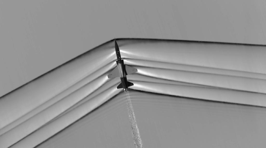Figure 2.5: Schlieren image of a jet plane flying at supersonic velocity over the Mojave desert.