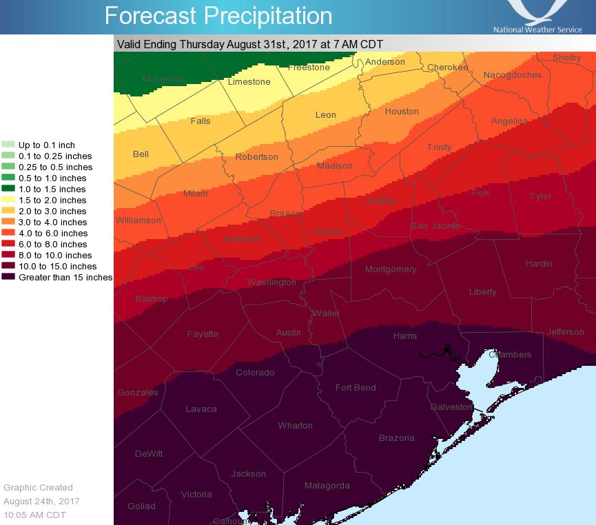 Rainfall, Flood Threat Timing of onset and end of heavier rains uncertain Most likely start Matagorda, Jackson Counties, closest to the hurricane, Friday/Friday night continuing Bands east of the