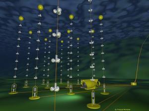 Neutrino detectors ANTARES 2500 m deep off the French Mediterranean coast composed of