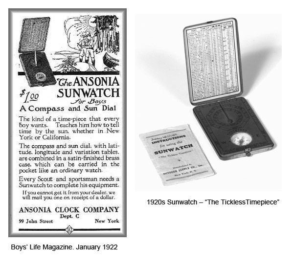 ) Sunwatches A 1923 letter asked Scouting's wise old woodsman Daniel Carter Beard, "Is it possible to tell time using compass?