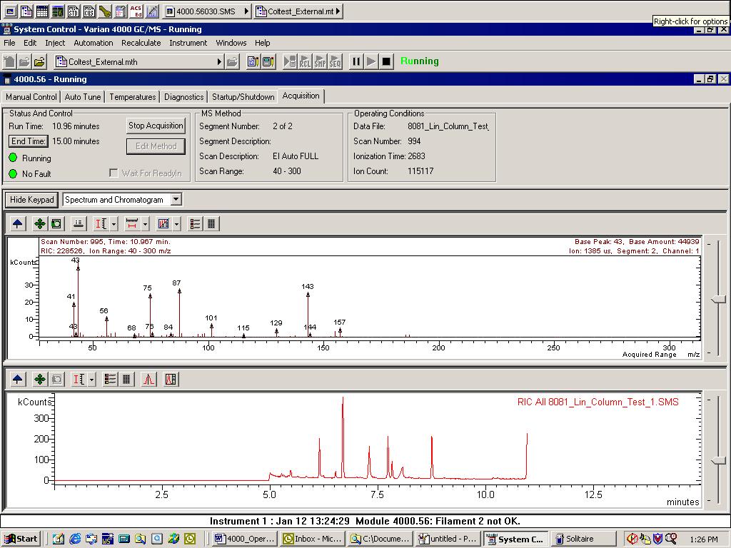 1 Sample Analysis Monitor the chromatogram and spectra in System Control, or click the far right button in the Chromatogram toolbar to open MS Data Review, where you can perform operations like