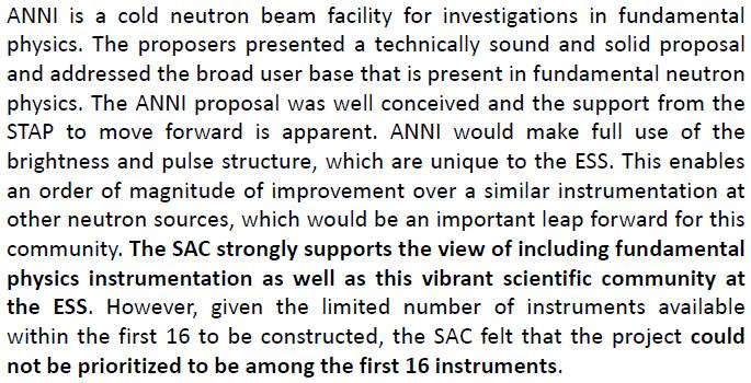 SAC Ranking & Arguments (2015) 4 Neutron scattering instruments recommended