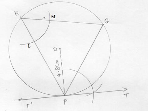 10 th Maths Practical Geometry Way to Success 4. Ex.9.1 () Draw a circle of radius 4.8 cm. Take a point on the circle.