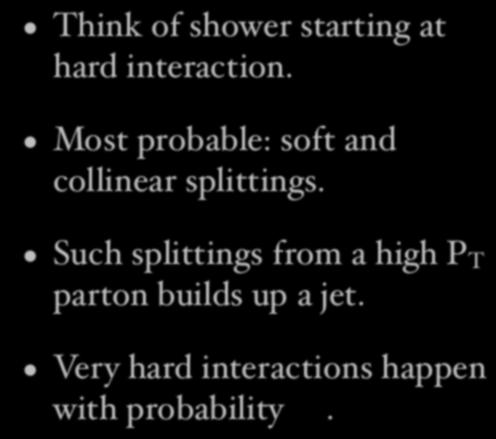 Jets from QCD showers Think of shower starting at hard interaction.