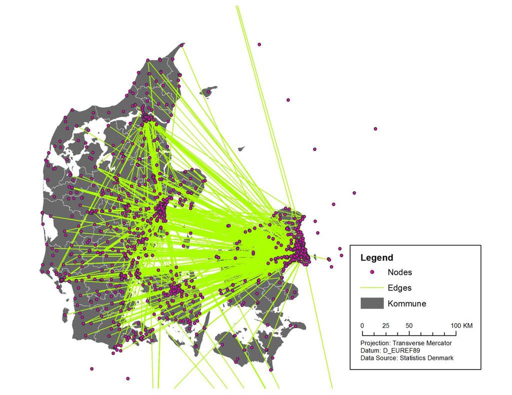 The GoMore Ride Share Network Denmark * Edges filtered to display trips with greater