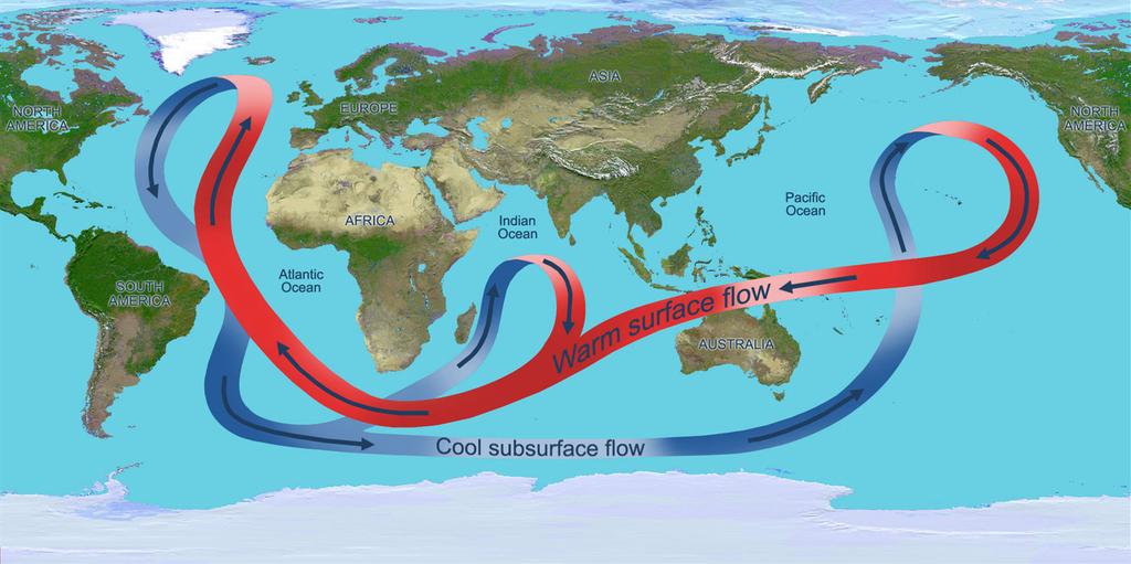 ocean currents a) surface currents are caused by wind, move horizontally b) subsurface currents caused by density and salinity