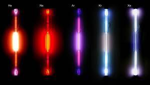 Spectral tubes (discharge tubes containing different gases) In