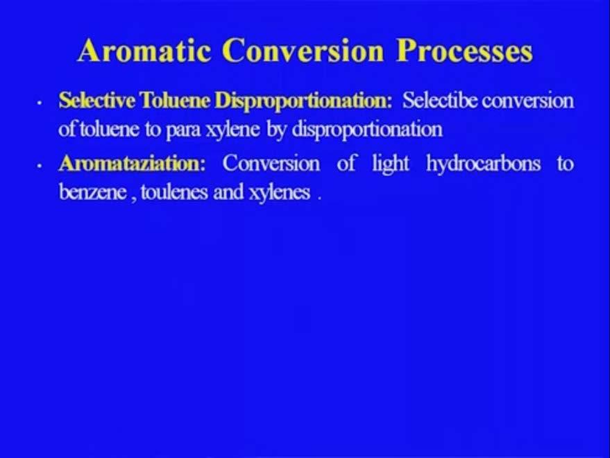 simultaneously in this continuous adsorption column. The same process is there also in case of the molex process. Now, let us in discuss the very brief about the various aromatic conversion process.