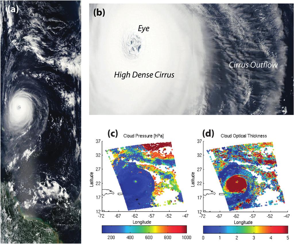 1464 JOURNAL OF APPLIED METEOROLOGY AND CLIMATOLOGY VOLUME 51 FIG. 8. Satellite imagery of hurricane Isabel (1710 UTC 13 Sep 2003): (a),(b) MODIS 1-km visible imagery (from http://modis.gsfc. nasa.