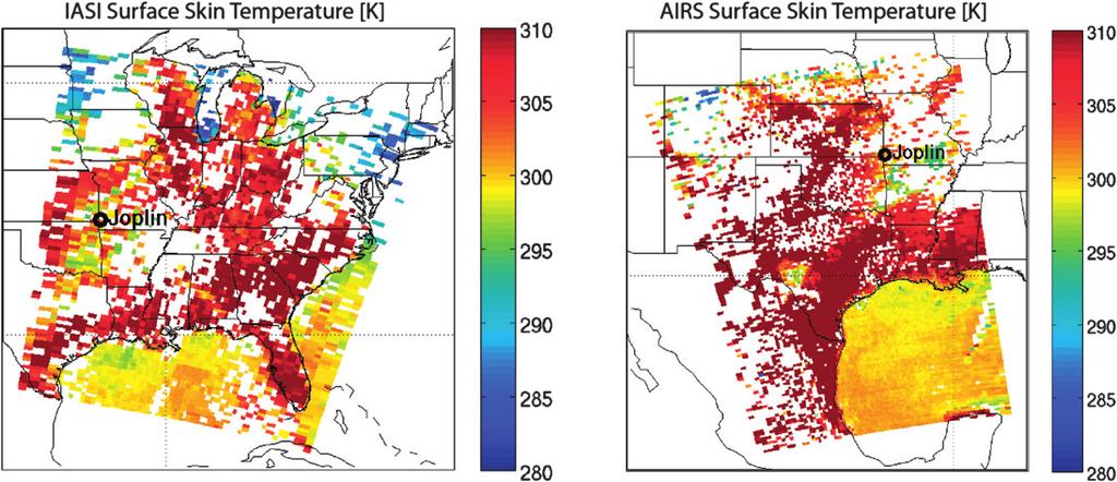 AUGUST 2012 S M I T H E T A L. 1469 FIG. 13. (left) IASI and (right) AIRS data coverage for the 22 May 2011 Joplin tornado case study.