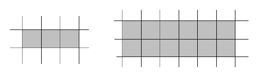 All three squares are similar. 2. Below, the rectangle on the left is of size 3 1.