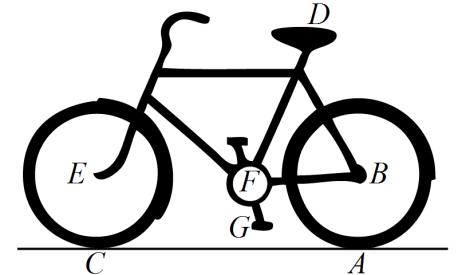 SULIT 4 39 Diagram 5 shows a moving bicycle. Rajah 5 menunjukkan sebuah basikal yang bergerak. What is the locus of the point E? Apakah lokus bagi titik E?