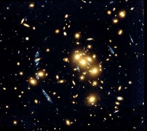 Hubble Space Telescope image of a cluster of galaxies.