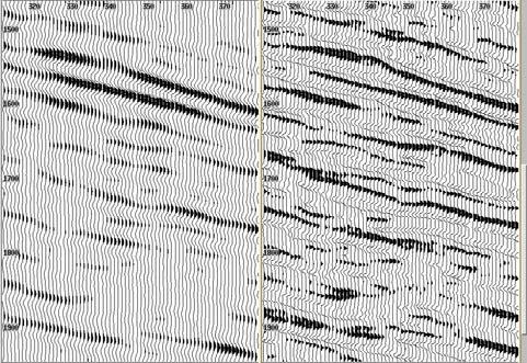 Before FBE Figure 3 Comparison seismic section from 500 ms to 2,000 ms before (left) and