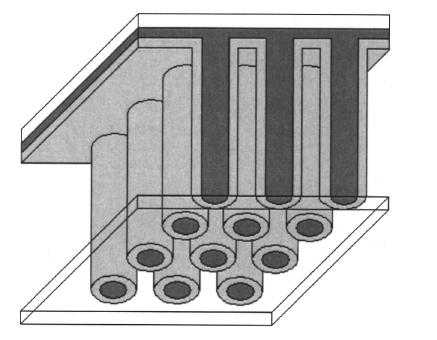 Figure 44. Schematic illustration of a radial p (dark gray) -n (light gray) junction based Si NW photovoltaics. Figure adapted from [417].