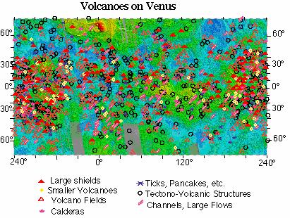 Venetian Volcanoes Venus has over 1600 volcanoes, more than any other planet in the solar system (most or all long extinct).