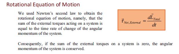 Unit 19 Law of Conservation of Angular Momentum If the sum of the external