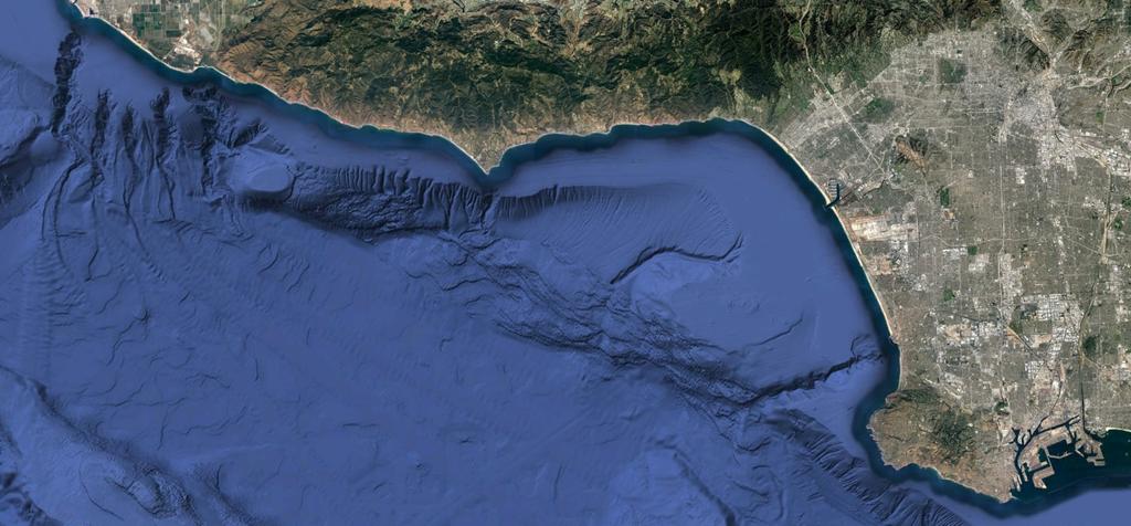 submarine canyons along the western active