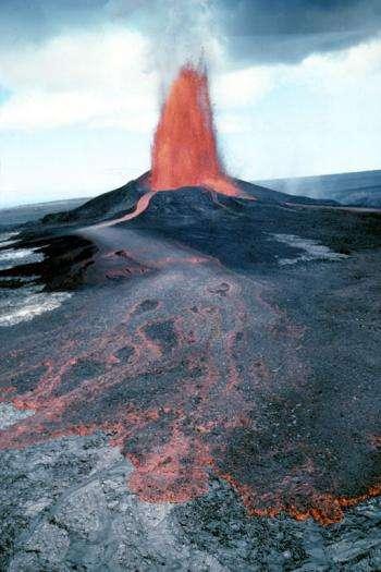Lava erupts from vents as nonexplosive streams of molten rock that pour or ooze or as explosive lava fountains.