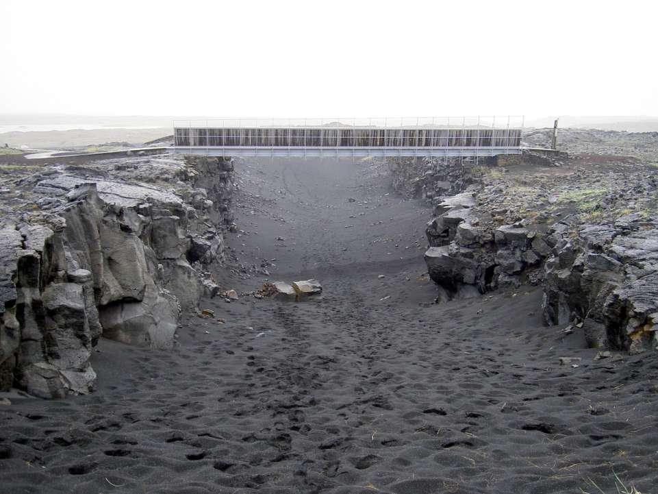 Bridge across the Álfagjá rift valley in southwest Iceland, that is part of