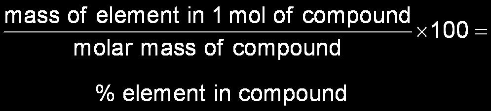 Section 3 Using Chemical Percentage Composition, continued The percentage of an element in a compound can be calculated by determining how many grams of the