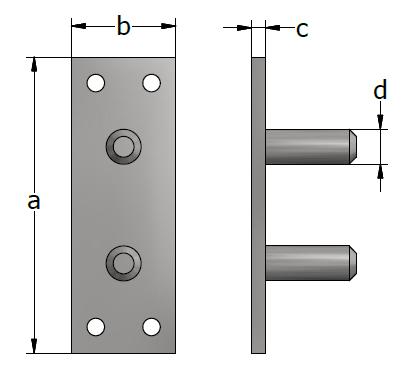 HOLDING PLATE TMP The holding plate TMP consists of a plate with two studs and four holes for nails. The plate can be nailed or welded on the formwork.